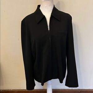 Talbots Classic Black Women's front zip Jacket Size M EUC